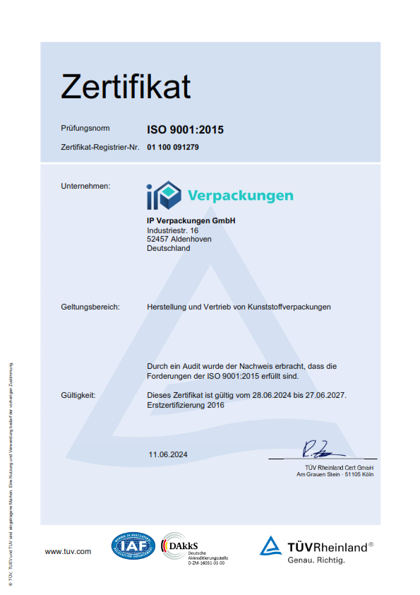 Zertifiziertes Qualitätsmanagement nach DIN EN ISO 9001
